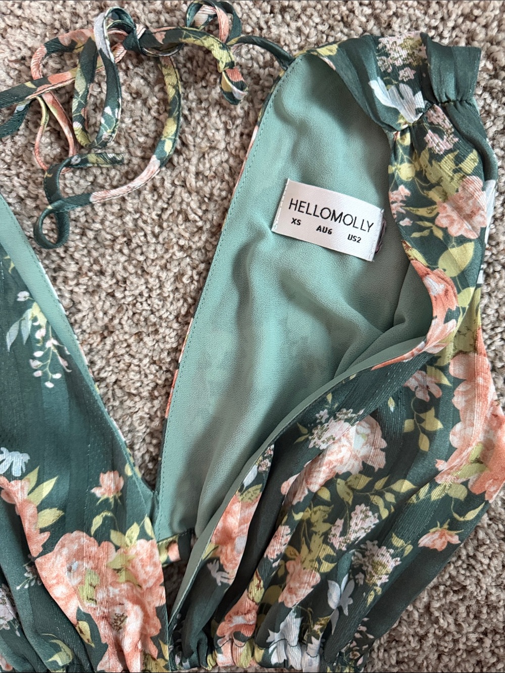 Sleeveless Green Floral Maxi Dress with V-Neck - Picture 2 of 2